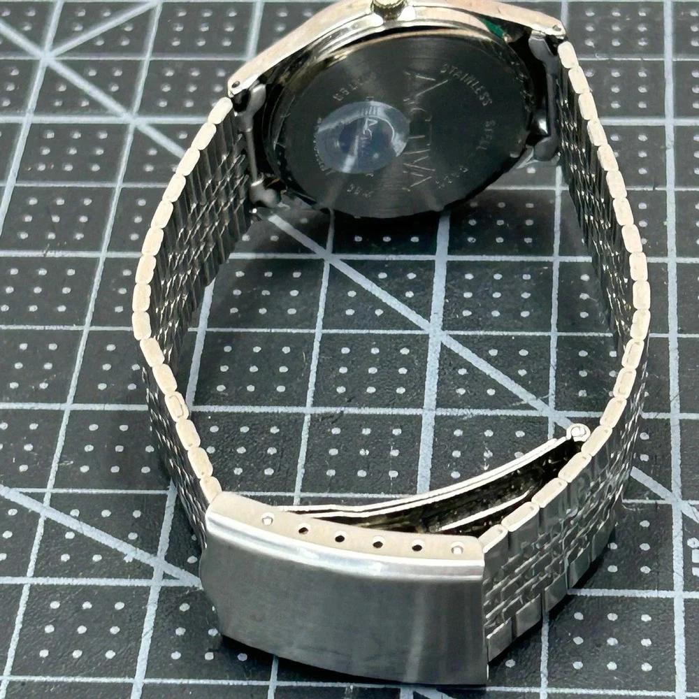 Activa Quartz Watch Silver Tone‎ Blue Mother of Pearl Dial Stainless Steel